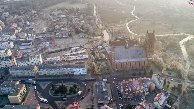 Dobre Miasto, 19.12.2017 r. centrum miasta z kolegiata. EU, PL, warm-maz. Lotnicze